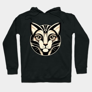 Geometric Art Deco Cat: Modernist Feline Portrait Hoodie